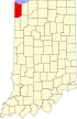 State map highlighting Lake County