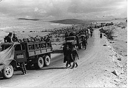 גדוד 7 של חטיבת הנגב במעבר הגבול בניצנה, במאסף הטור החטיבתי, בדרכו לקרב אום-כתף במלחמת העצמאות