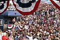 President George H. W. Bush (Republican) conducting a whistle-stop tour of Georgia during his 1992 reelection campaign