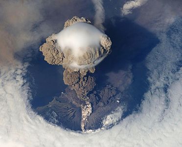 Sarychev Peak at Explosive eruption, by NASA