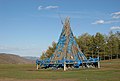 Wooden ovoo in Mörön, Khövsgöl, Mongolia