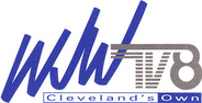 In blue script, the letters "WJW" next to a stylized "TV8" in gray. Underneath are two boxes; "Cleveland's" with blue-text-on-white, and "Own" with white-text-on-blue.