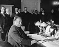 Image 37President William Howard Taft at his desk in the Oval Office, signing the statehood bill for New Mexico on January 6, 1912. (from History of New Mexico)