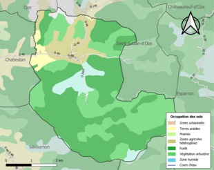 Carte en couleurs présentant l'occupation des sols.