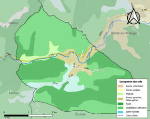 Carte en couleurs présentant l'occupation des sols.