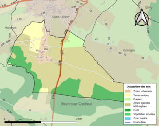 Carte en couleurs présentant l'occupation des sols.