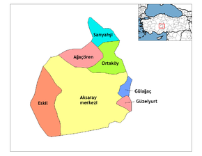 Location of Aksaray within Turkey.