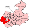 A small constituency, located in the centre of the county, to the east of two other small constituencies.