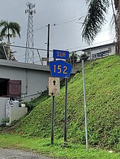 Southbound sign in Quebradillas, Barranquitas