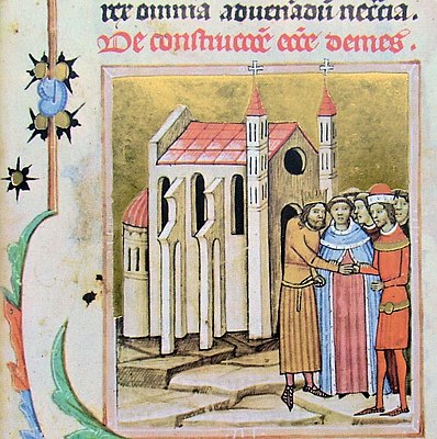 Chronicon Pictum, Hungarian, Hungary, King Coloman, Prince Álmos, reconciliation, Dömös, monastery, church, priest, medieval, chronicle, book, illumination, illustration, history