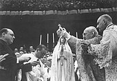 The canonical coronation of the image of "Our Lady of the Holy Rosary of Fatima" by Cardinal Benedetto Aloisi Masella on 13 May 1946.