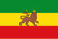 A green, gold, and red vertical tricolor with a lion in the center