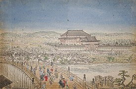 Bâtiment du Hōkō-ji abritant le Grand Boudddha de Kyōto, construit en 1612, détruit en 1798.