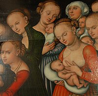 Detail of breastfeeding scene in Larvik church, Norway