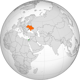 Map indicating locations of Palestine and Ukraine