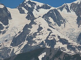 Le glacier oriental du Petit-mont-Blanc depuis Lancebranlette au sud.