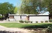 The Benjamin Adelman House was built in 1951 and is located at 5802 N. 30th Street in Phoenix. The house was designed by Frank Lloyd Wright. It was a winter retreat for the Adelman's who owned a laundry business in Milwaukee, Wisconsin.