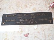 Crypt of Ernest William McFarland (1894–1984). McFaland served as U.S. Senator (1941–1953), the tenth Governor of Arizona (1955–59) and Arizona Supreme Court Justice (1968).