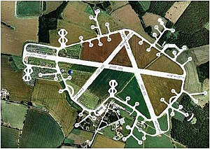 Aerial photograph of Podington airfield overlay.