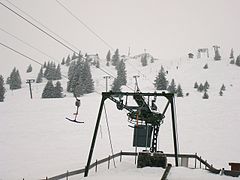 Station retour d'un téléski à enrouleurs à archet