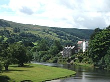 Image showing the River Dee passing the village of Carrog