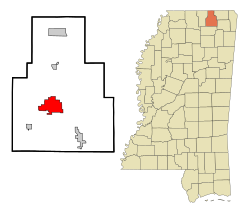 Location of Ripley, Mississippi