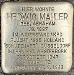 Stolperstein für Hedwig Mahler