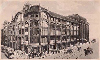 Warenhaus Althoff in Dortmund, Westenhellweg / Hansastraße, vorn Bauteil 1904 (zerstört), hinten Erweiterungsbau 1912