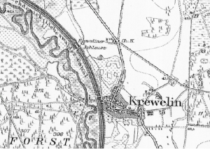 historischer Kartenausschnitt mit Schleuse Krewelin vor 1894