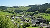 Blick vom Knetterberg über Niedersorpe hinweg zu den Bergen Schellhorn (links) und Hardt (rechts)