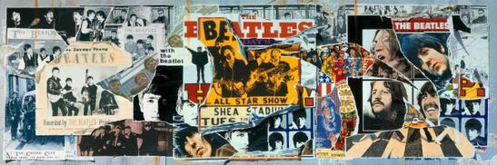 Collage of the three covers of The Beatles Anthology, created by Klaus Voormann.