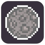 A pixel art illustration of a moon