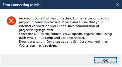 AWB - Error connecting to wiki