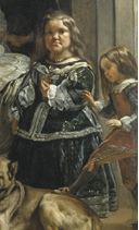 Detail of Las Meninas by Diego Velázquez showing two court dwarfs, among them Maria Bárbola