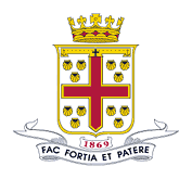 The College crest incorporates a cross and four groups of scallop shells. A scallop shell, associated with the apostle James, is a mark of pilgrimage or crusade. The coronet and the horizontal label at the top of the shield, with its two anchors, are found in the coat of arms of Prince Alfred, the second son of Queen Victoria. The date ‘1869’ is the school’s foundation year.