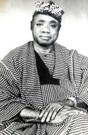 A black and white photograph of Daniel Olorunfẹmi Fágúnwà