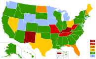 Map of states shaded by number of stubs