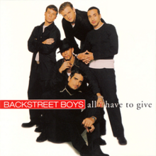 Five men posing in black outfits. The song's title and band name are positioned slightly below the center of the cover.