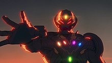 Ultron with all the Infinity Stones in the Disney+ animated series What If...? He places the Stones in his armor instead of needing the Infinity Gauntlet.