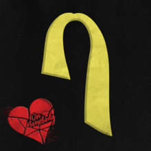 Max's logo is colored yellow and placed in front of a black background. On the bottom-left is a broken red heart with the words "On Somebody" written in cursive.