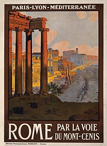 1920 travel poster at Temple of Saturn, by Georges Dorival (restored by Durova)