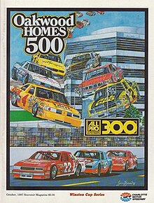 The 1987 Oakwood Homes 500 program cover. Artwork by NASCAR artist Sam Bass.