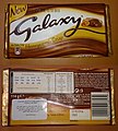 Front and back of the wrapper of a Galaxy Honeycomb Crisp.