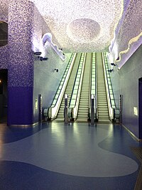 Elevator in Toledo metro station, bright lighting