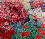 "Flower Garden" (without figure) (Blumengarten, ohne Figur), oil painting on canvas, 1908.