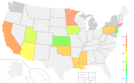 Alternate map with shading from 3.0 to 4.0.