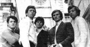 Džentlmeni in 1967 on the Hvar island, from left to right: Branko "Čutura" Marušić, Mihajlo Simikić, Dragi Jelić, Žika Jelić, and Velibor "Boka" Bogdanović