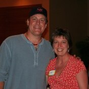 Kjefferson with Boston Red Sox pitcher Curt Schilling at Springing for a Cure, a charity dinner and auction to benefit the ALS Association, March 2006, Fort Myers, Florida.