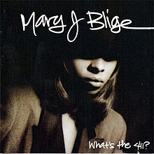 A black-and-white photo of Mary J. Blige with her eyes covered in the shadows. Both the artist's name and album title appear above and on the lower right corner of the cover respectively, cursively written in white.