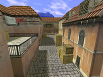 A street of Inferno in the original Counter-Strike, depicting at as the Middle Eastern village that it originally was, with differing architecture and a slightly different layout.